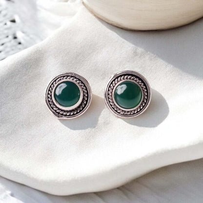 Green Onyx Stud Earrings