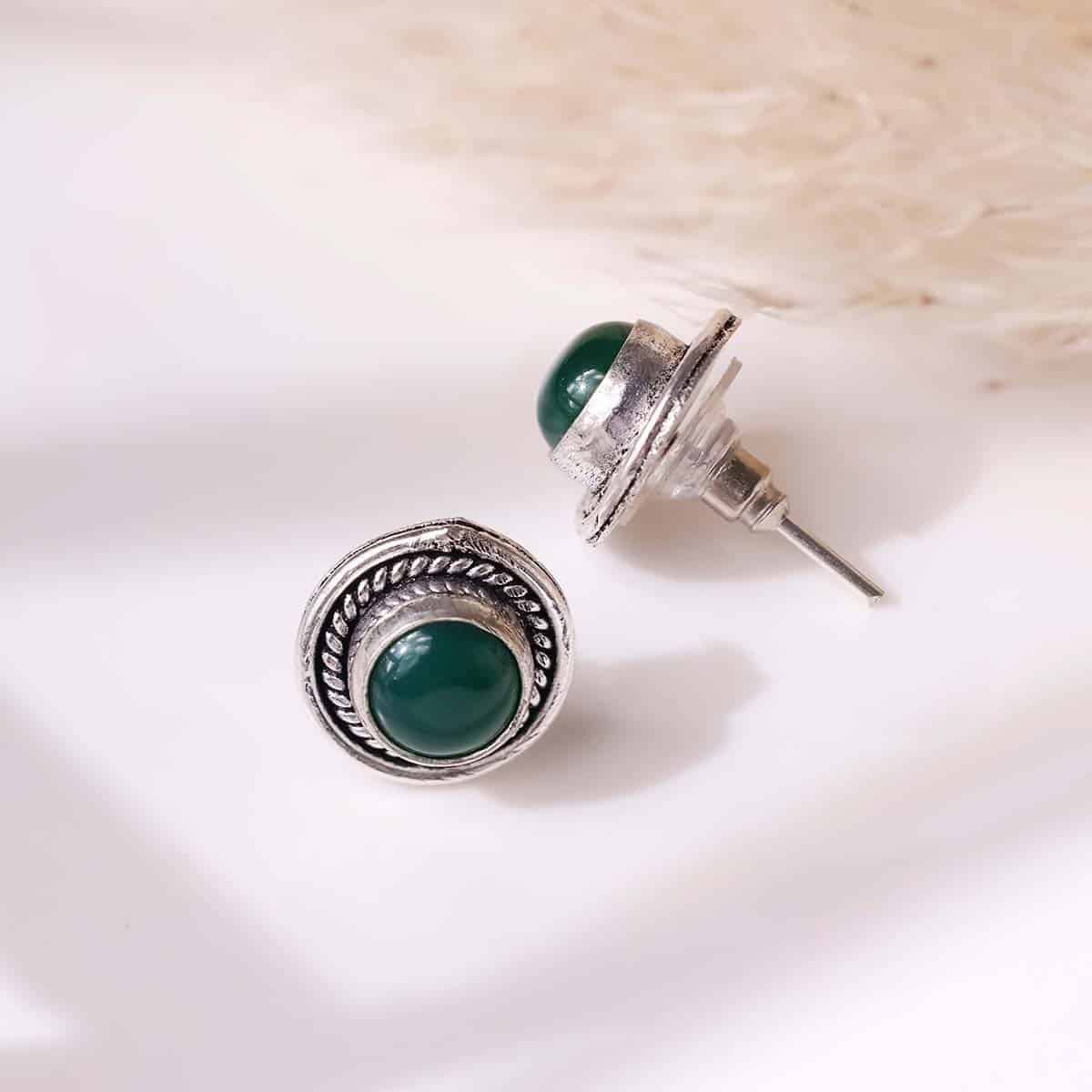 Green Onyx Stud Earrings