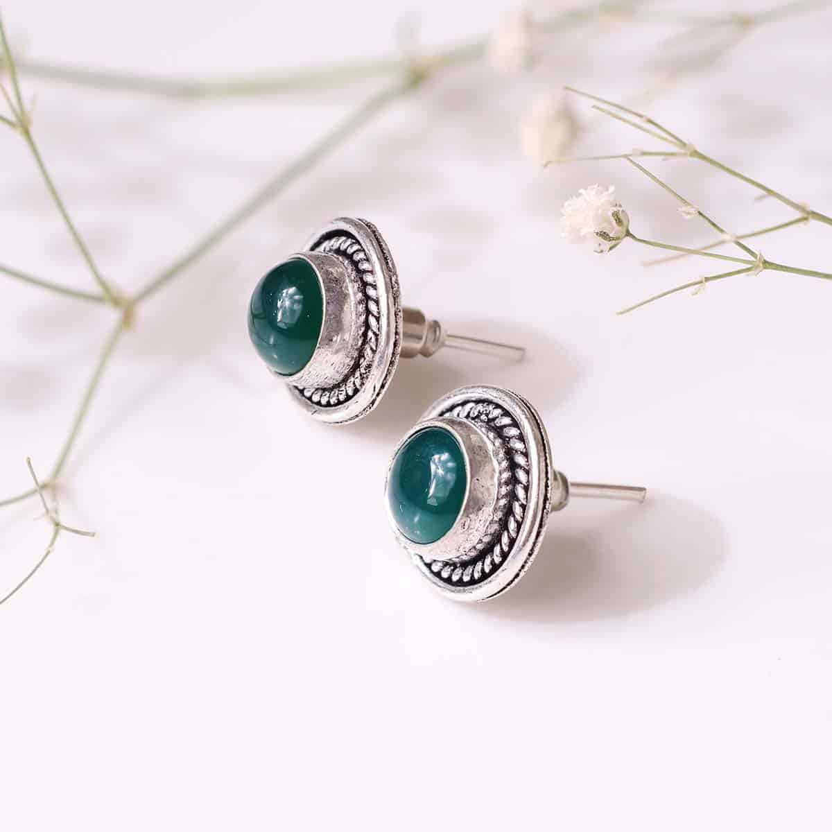 Green Onyx Stud Earrings