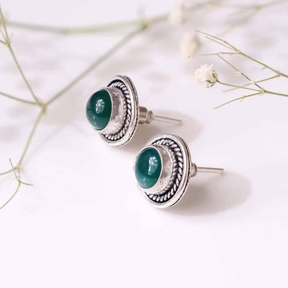 Green Onyx Stud Earrings