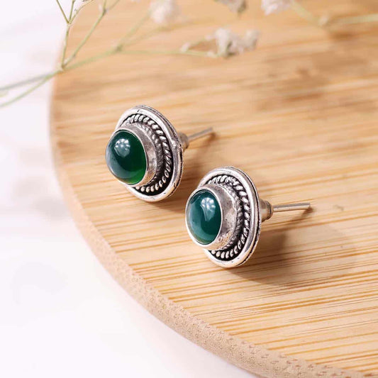 Green Onyx Stud Earrings