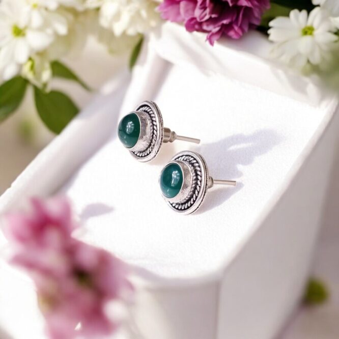 Green Onyx Stud Earrings
