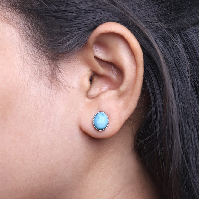 Larimar Stud Small Earrings in Silver