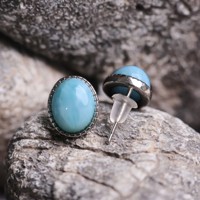 Larimar Stud Small Earrings in Silver
