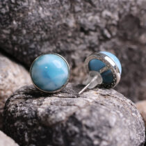 Larimar Stud Big Earrings in Silver