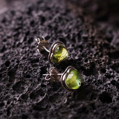Peridot Heart Sterling Silver 925 Stud Earring