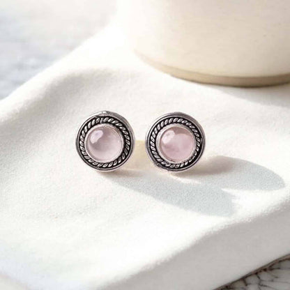 Rose Quartz Stud Earrings