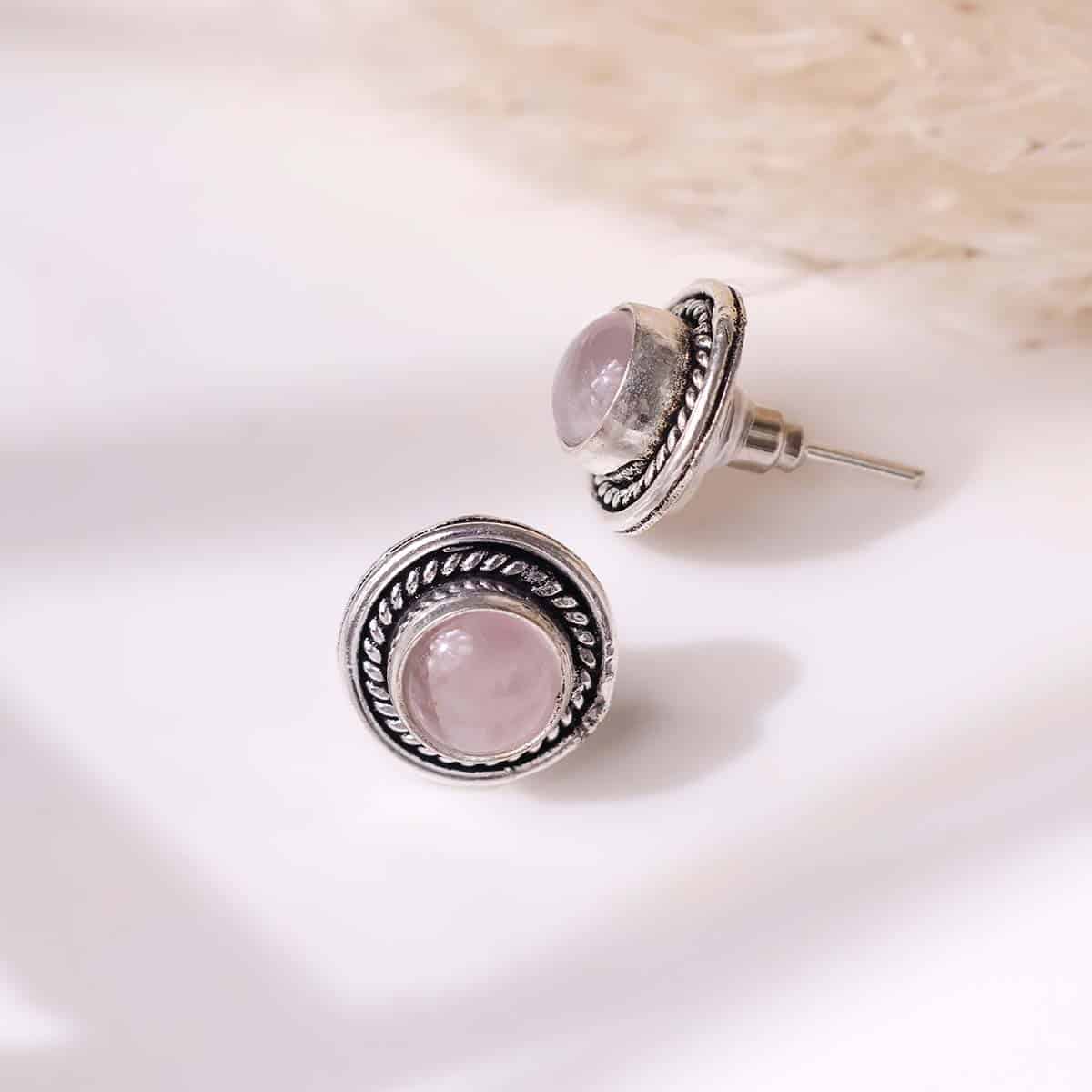 Rose Quartz Stud Earrings
