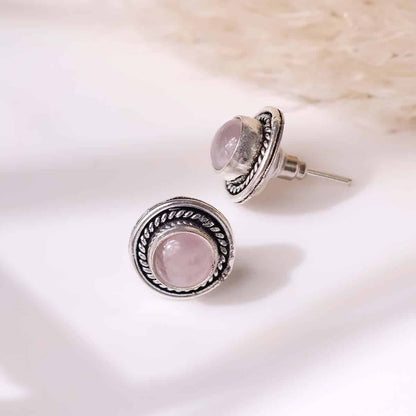 Rose Quartz Stud Earrings