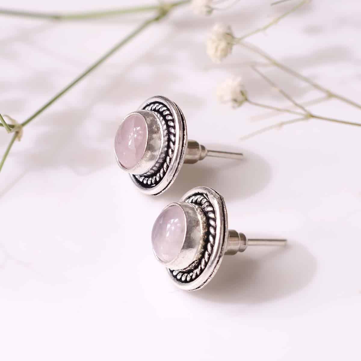 Rose Quartz Stud Earrings