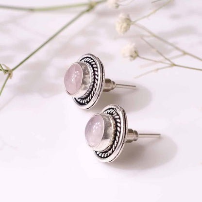 Rose Quartz Stud Earrings