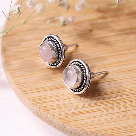 Rose Quartz Stud Earrings