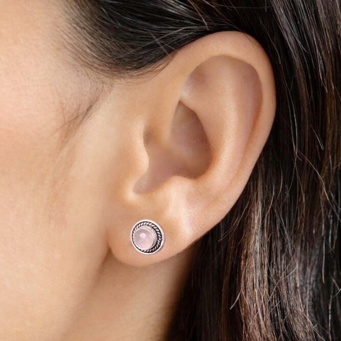 Rose Quartz Stud Earrings
