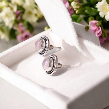 Rose Quartz Stud Earrings
